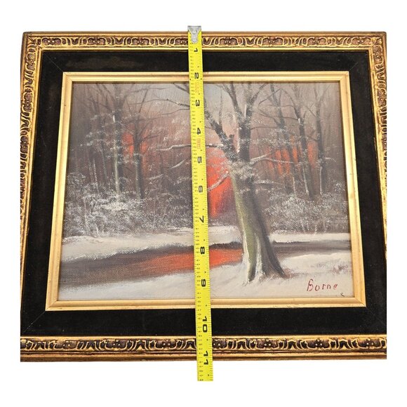 Vtg Impressionist Oil Painting Winter Landscape By Borne Signed Mid Century Art - Picture 8 of 10